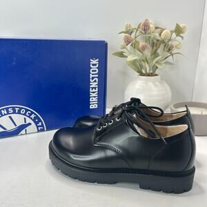 Birkenstock Kleifar Leather Oxford Black Narrow 1010775 Women 7/Men 5/EU38 NWB